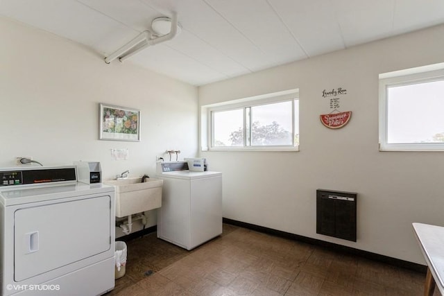 2900 Maple Ave Unit 13D, Downers Grove, IL 60515 - community laundry featuring washer and dryer, heating unit, and baseboards