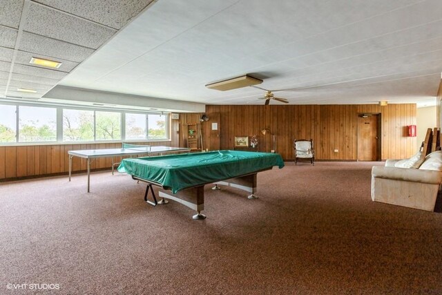 2900 Maple Ave Unit 13D, Downers Grove, IL 60515 - playroom with wooden walls, light colored carpet, and pool table