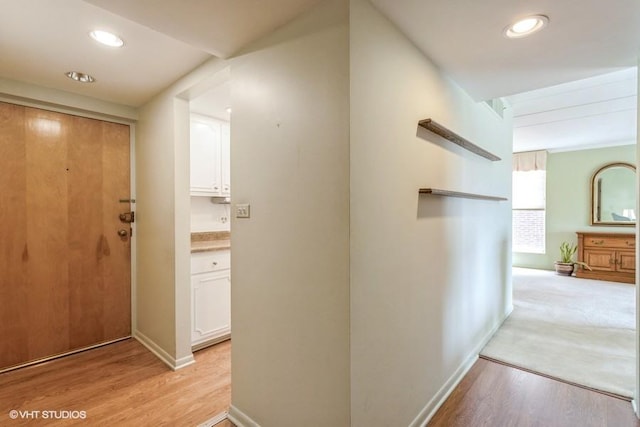 2900 Maple Ave Unit 13D, Downers Grove, IL 60515 - corridor with light wood-style flooring, baseboards, and recessed lighting