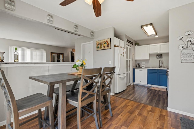 12777 W Wakefield Dr, Beach Park, IL 60083 - dining room featuring ceiling fan, dark wood finished floors, recessed lighting, and baseboards