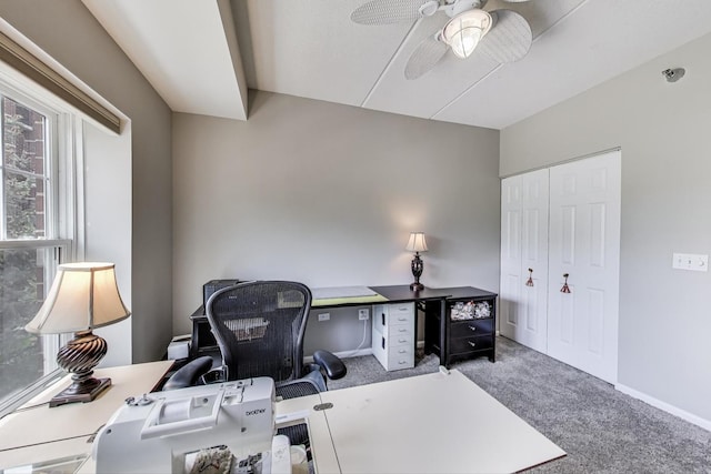 440 W Mahogany Ct Unit 209, Palatine, IL 60067 - carpeted office space with ceiling fan and baseboards