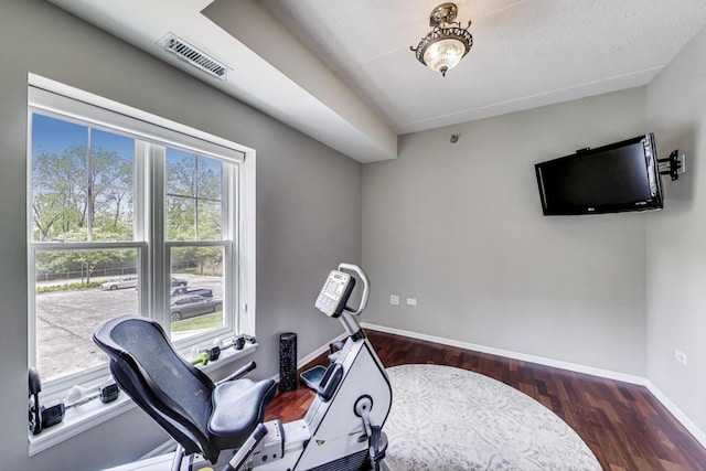440 W Mahogany Ct Unit 209, Palatine, IL 60067 - exercise room featuring dark wood-style flooring and baseboards
