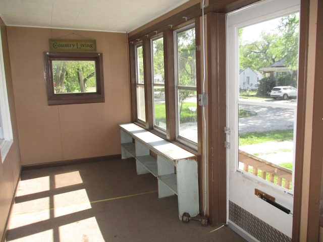 view of unfurnished sunroom