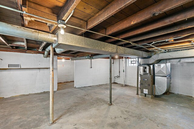 below grade area with heating unit
