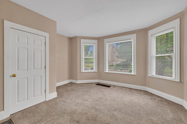 carpeted empty room featuring healthy amount of natural light and baseboards