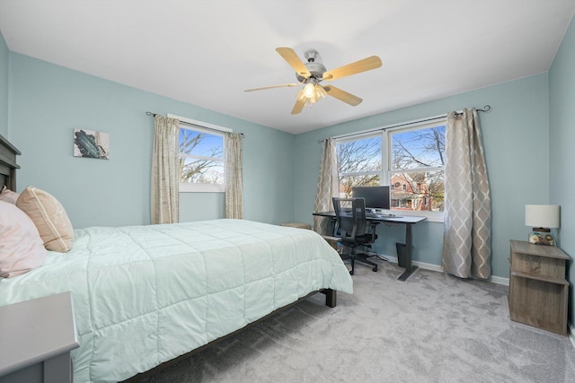 2153 W 107th Pl, Chicago, IL 60643 - bedroom with an office area, carpet flooring, baseboards, and a ceiling fan