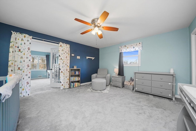 2153 W 107th Pl, Chicago, IL 60643 - sitting room with ceiling fan, healthy amount of natural light, carpet floors, and baseboards