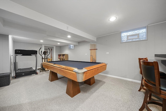 2153 W 107th Pl, Chicago, IL 60643 - recreation room featuring carpet, pool table, recessed lighting, and baseboards