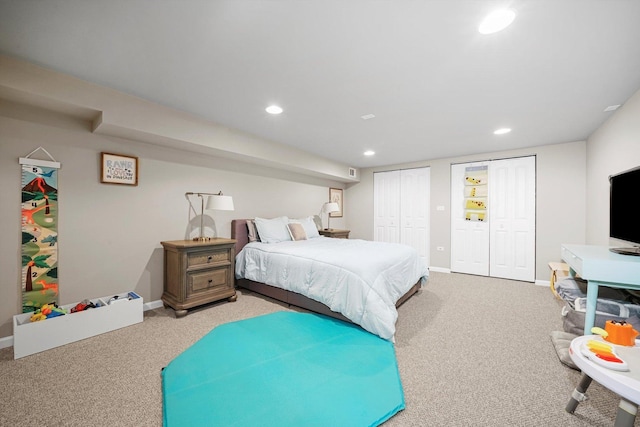2153 W 107th Pl, Chicago, IL 60643 - bedroom with two closets, carpet flooring, recessed lighting, and baseboards