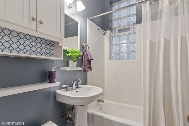 2232 W Homer St, Chicago, IL 60647 - bathroom with shower / bath combination with curtain