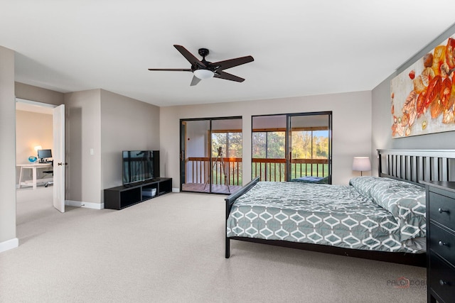 5538 Prairiemoor Ln, Long Grove, IL 60047 - carpeted bedroom featuring access to exterior, baseboards, and ceiling fan