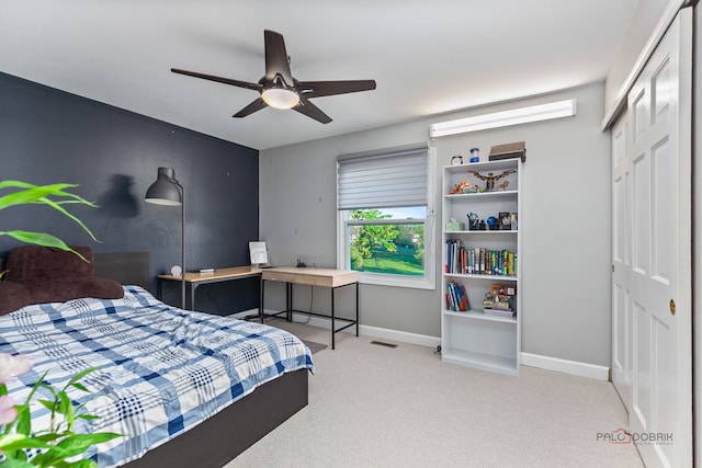 5538 Prairiemoor Ln, Long Grove, IL 60047 - bedroom with a closet, baseboards, carpet, and ceiling fan