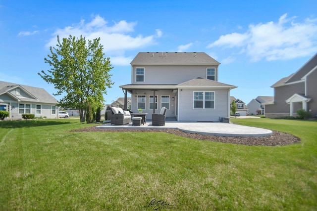 7605 Violet Ln, Joliet, IL 60431 - back of property featuring a patio, an outdoor hangout area, a lawn, and a residential view