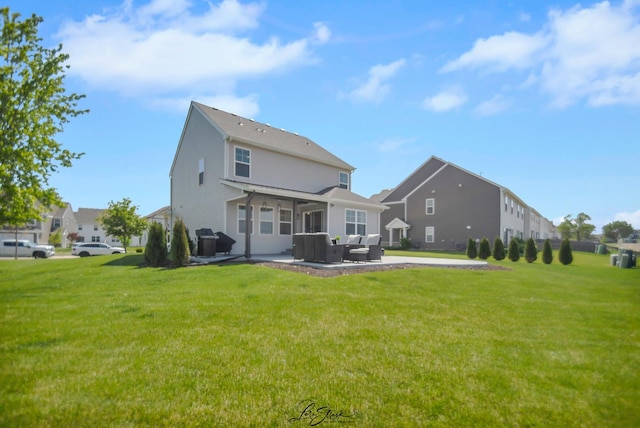 7605 Violet Ln, Joliet, IL 60431 - rear view of house with a patio area, a lawn, and an outdoor hangout area