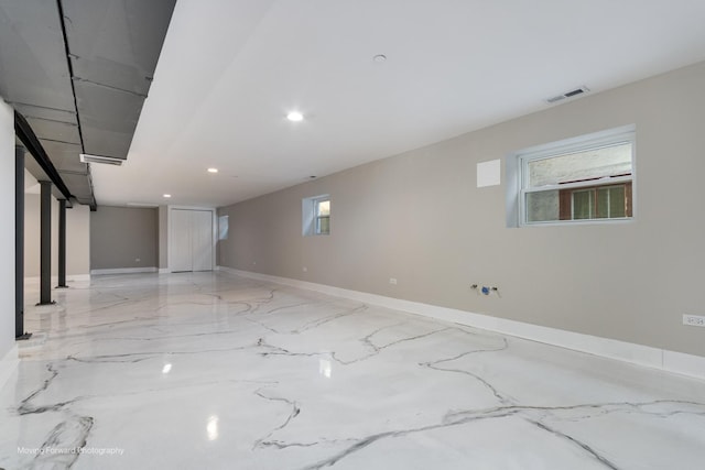 1179 S Taylor Ave, Oak Park, IL 60304 - below grade area featuring recessed lighting, baseboards, and marble finish floors
