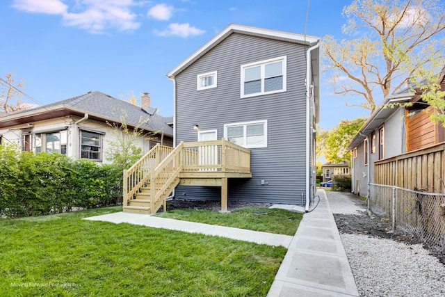 1179 S Taylor Ave, Oak Park, IL 60304 - rear view of house with stairway and a deck