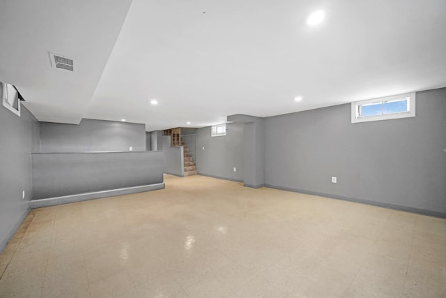8851 S State St, Chicago, IL 60619 - basement with recessed lighting, stairway, baseboards, and light floors