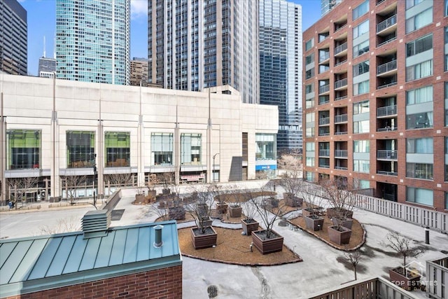 view of patio / terrace featuring a view of city