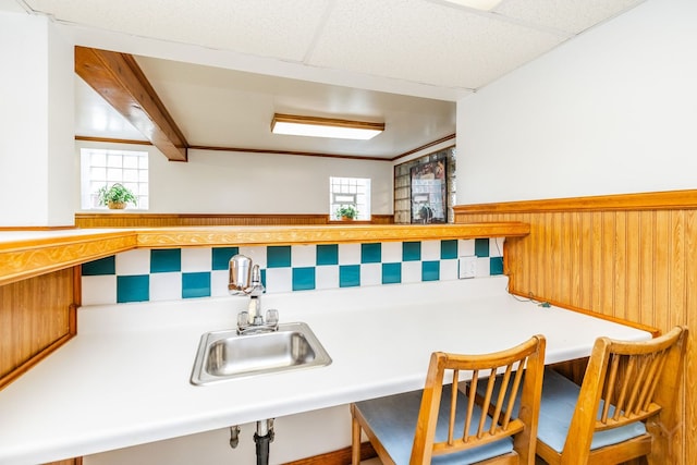 3730 Wenonah Ave, Berwyn, IL 60402 - kitchen featuring a sink and a wainscoted wall
