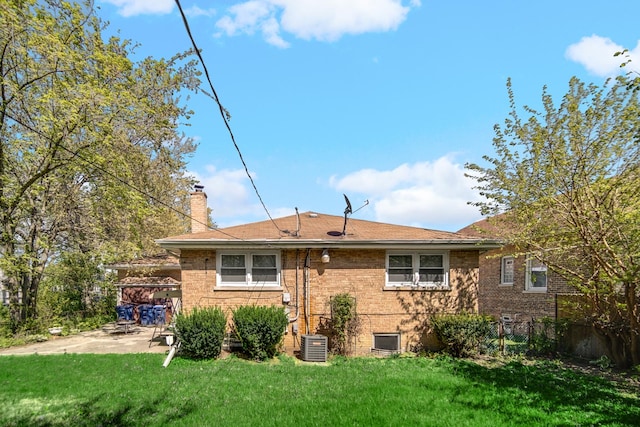 1636 S 14th Ave, Maywood, IL 60153 - rear view of property featuring a patio area, a chimney, brick siding, and cooling unit