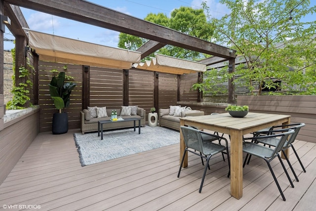 1048 W Webster Ave, Chicago, IL 60614 - wooden deck featuring outdoor lounge area, outdoor dining space, and a pergola