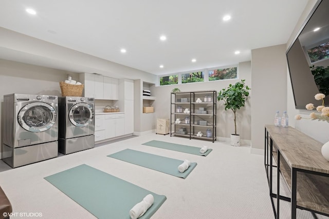 1048 W Webster Ave, Chicago, IL 60614 - exercise room with separate washer and dryer, recessed lighting, baseboards, and carpet flooring