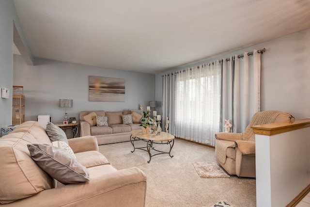 living area with carpet