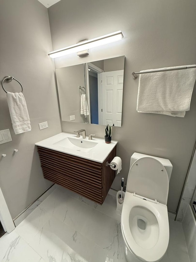 11 S Roberts Rd, Inverness, IL 60067 - bathroom featuring marble finish flooring, vanity, and toilet