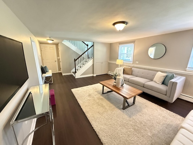 11 S Roberts Rd, Inverness, IL 60067 - living area featuring dark wood finished floors, stairs, and baseboards
