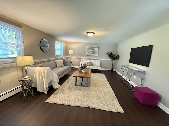 11 S Roberts Rd, Inverness, IL 60067 - living area featuring dark wood-style flooring and baseboards