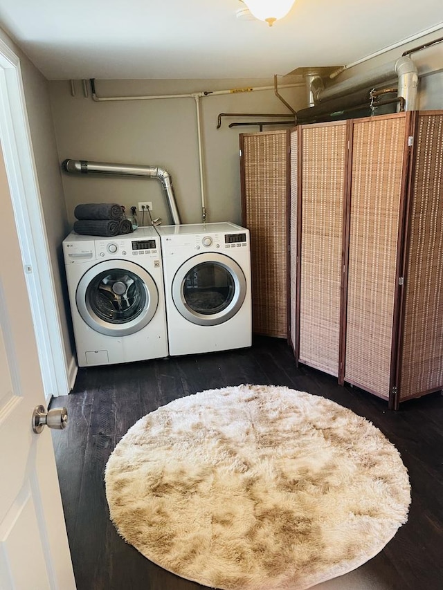 11 S Roberts Rd, Inverness, IL 60067 - laundry area with separate washer and dryer and wood finished floors