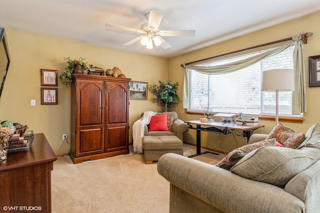 1722 John St, Yorkville, IL 60560 - living area featuring light carpet and a ceiling fan
