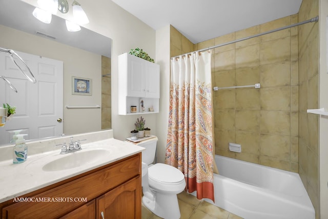 1677 Brightwood Pl Unit 8B, Aurora, IL 60506 - bathroom featuring tile patterned floors, toilet, vanity, and shower / tub combo