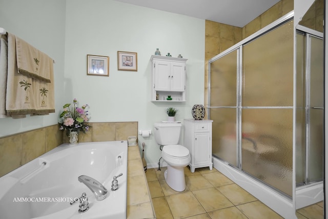 1677 Brightwood Pl Unit 8B, Aurora, IL 60506 - full bath with a shower stall, a bath, toilet, and tile patterned floors