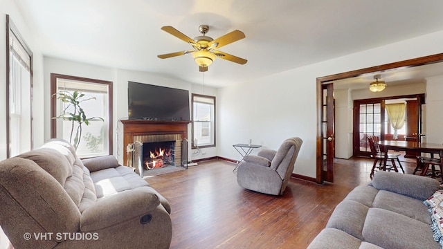 6 N Melrose Ave, Elgin, IL 60123 - living room with plenty of natural light, ceiling fan, and dark wood-style flooring