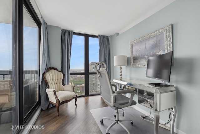 1122 N Clark St Unit 3301-10, Chicago, IL 60610 - office area with a wall of windows and wood finished floors