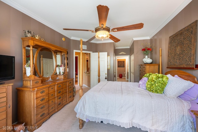 2253 Concord Dr, Mchenry, IL 60050 - bedroom featuring crown molding, carpet flooring, and a ceiling fan