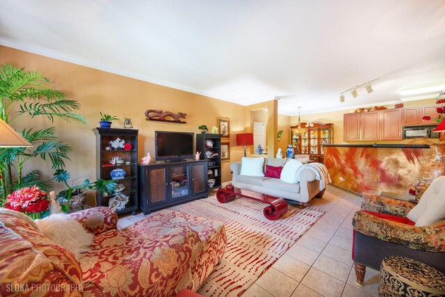 2253 Concord Dr, Mchenry, IL 60050 - living area with light tile patterned floors and ornamental molding