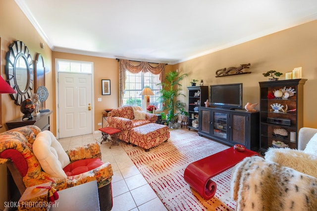 2253 Concord Dr, Mchenry, IL 60050 - tiled living room featuring crown molding