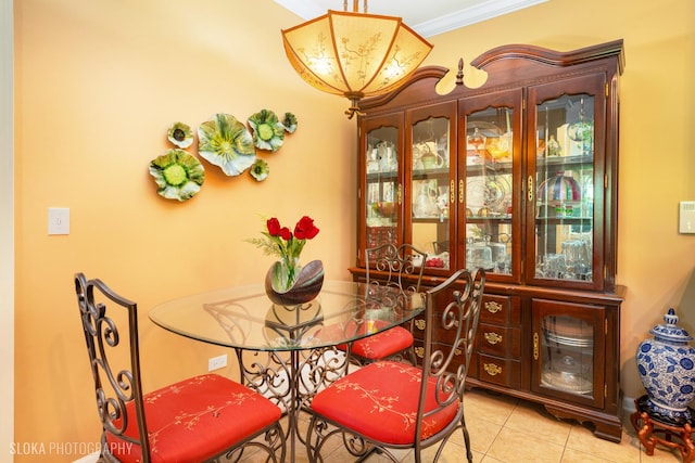 2253 Concord Dr, Mchenry, IL 60050 - dining space with light tile patterned floors and ornamental molding
