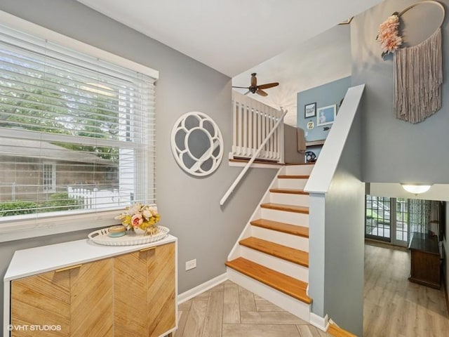 1811 Maplewood Ct, Lindenhurst, IL 60046 - staircase with ceiling fan and baseboards