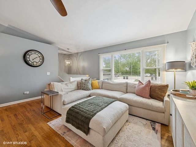 1811 Maplewood Ct, Lindenhurst, IL 60046 - living area with light wood-style floors, a ceiling fan, and baseboards