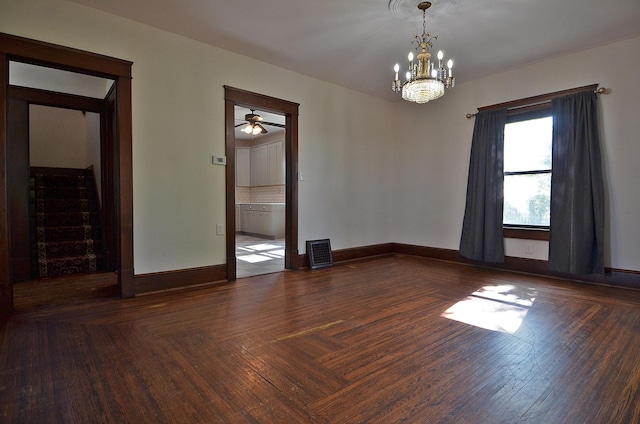 2573 State Route 17th Hwy, Toluca, IL 61369 - empty room featuring a chandelier, baseboards, and ceiling fan