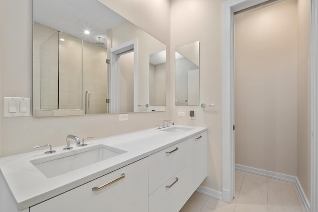 2773 N Hampden Ct Unit 401, Chicago, IL 60614 - full bathroom featuring tile patterned flooring, double vanity, and a tile shower