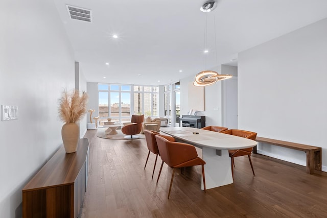 2773 N Hampden Ct Unit 401, Chicago, IL 60614 - dining room featuring floor to ceiling windows, dark wood finished floors, and recessed lighting