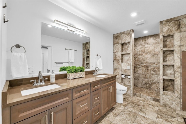 3408 E University Ave, Urbana, IL 61802 - full bath featuring double vanity, a walk in shower, and recessed lighting