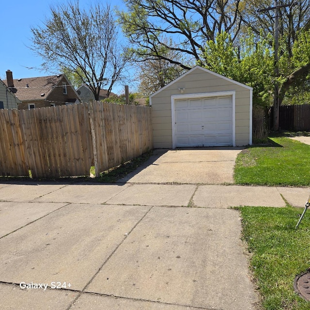 detached garage with driveway