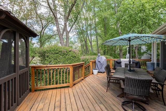 7038 Bentley Dr, Gurnee, IL 60031 - wooden terrace featuring outdoor dining area and area for grilling