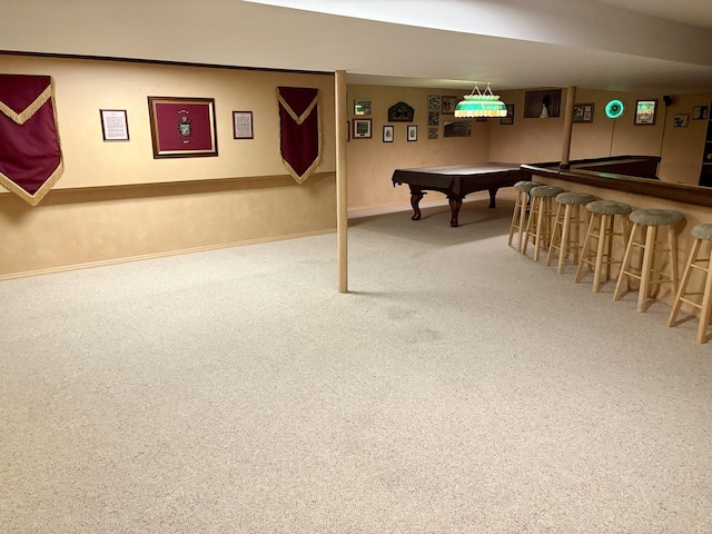 5600 Saint Charles Rd, Berkeley, IL 60163 - recreation room featuring billiards table, carpet, baseboards, and bar