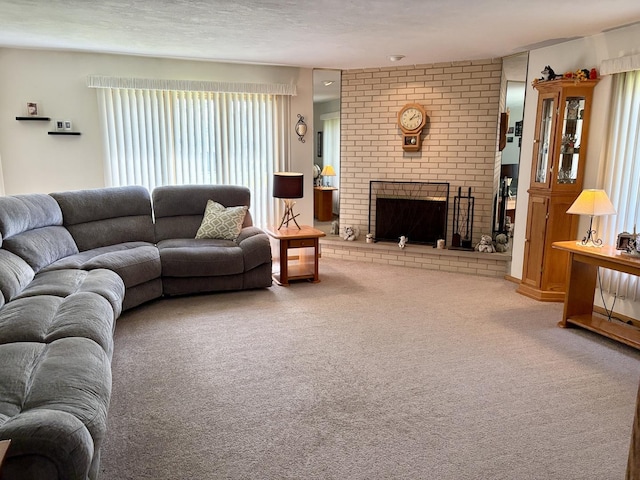 5600 Saint Charles Rd, Berkeley, IL 60163 - carpeted living room featuring a brick fireplace